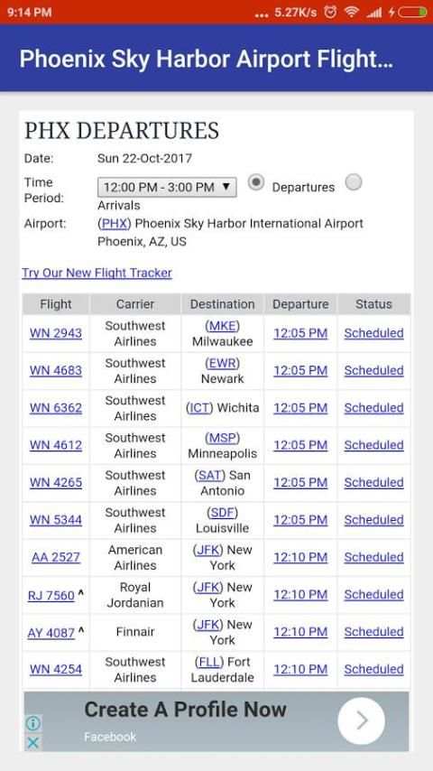 Phoenix Sky Harbor Airport Flight Time скриншот 3