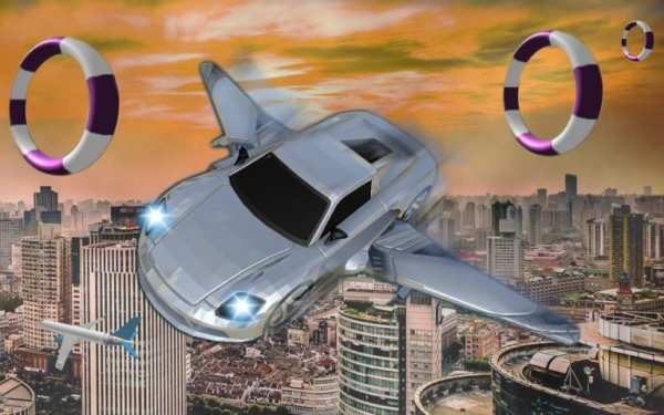 Flying Car City Racing स्क्रीनशॉट 2