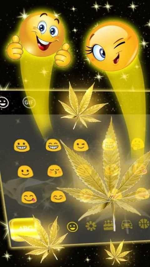 Golden Weed Rasta Shiny Keyboard Theme screenshot 2