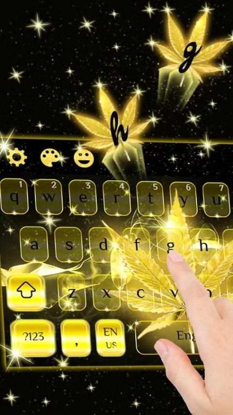 Golden Weed Rasta Shiny Keyboard Theme screenshot 5