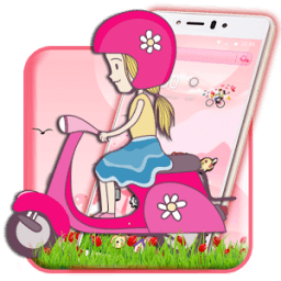 Salmon Pink Scooter Girl Theme أيقونة