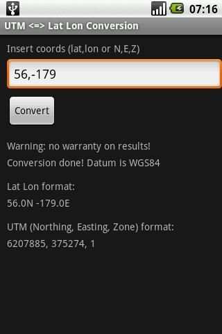 UTM to Lat Lon Conversion screenshot 1