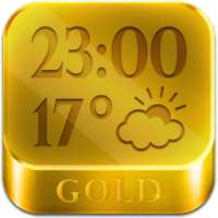 Gold Clock Weather Widget on 9Apps