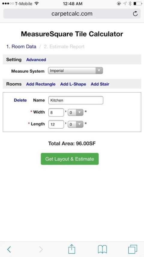 MeasureSquare Tile Calculator