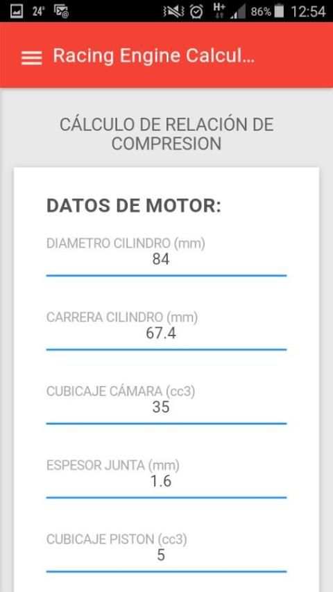 Racing Engine Calculator screenshot 2