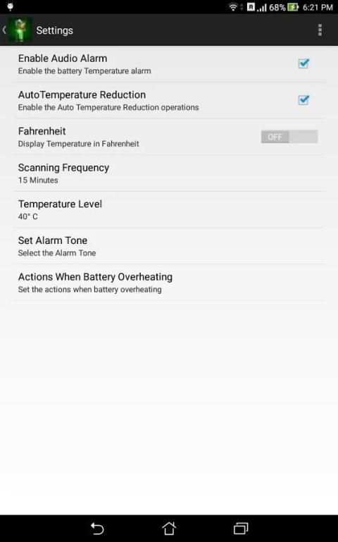 Battery Temperature Alarm screenshot 2