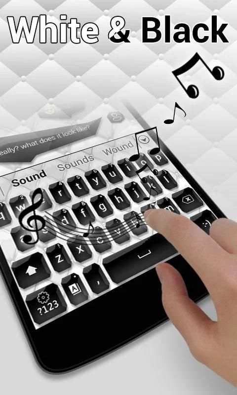 Black and White Keyboard Theme 3 تصوير الشاشة