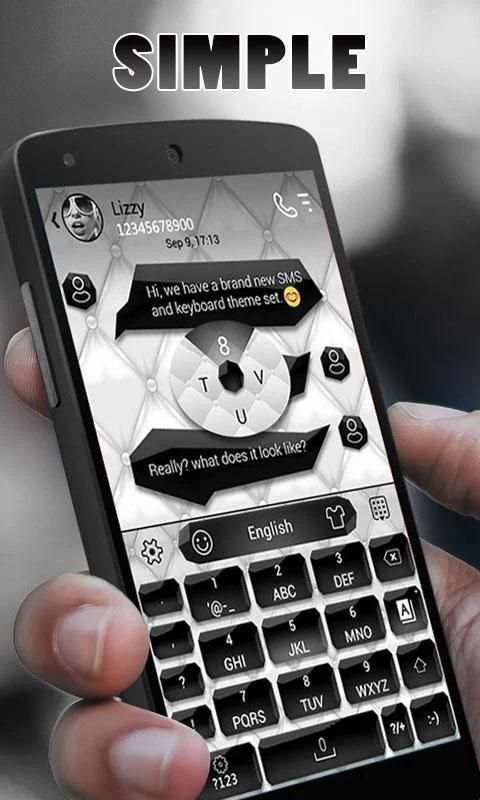 Black and White Keyboard Theme 1 تصوير الشاشة