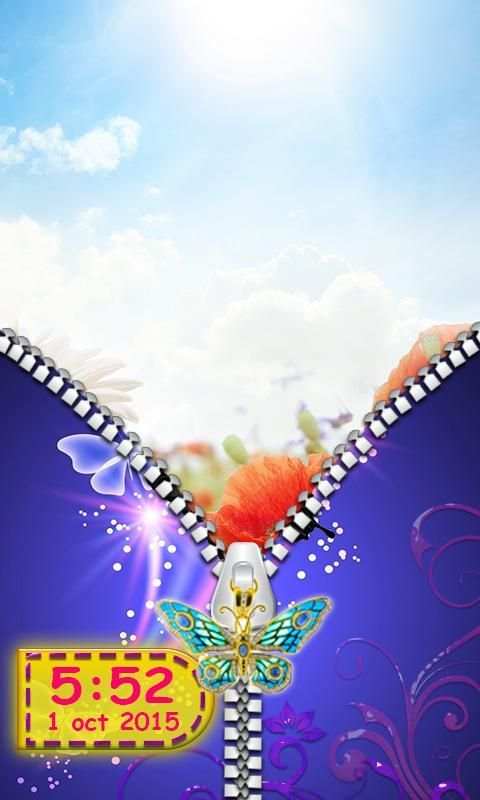 Butterfly Zipper Lock Screen скриншот 1