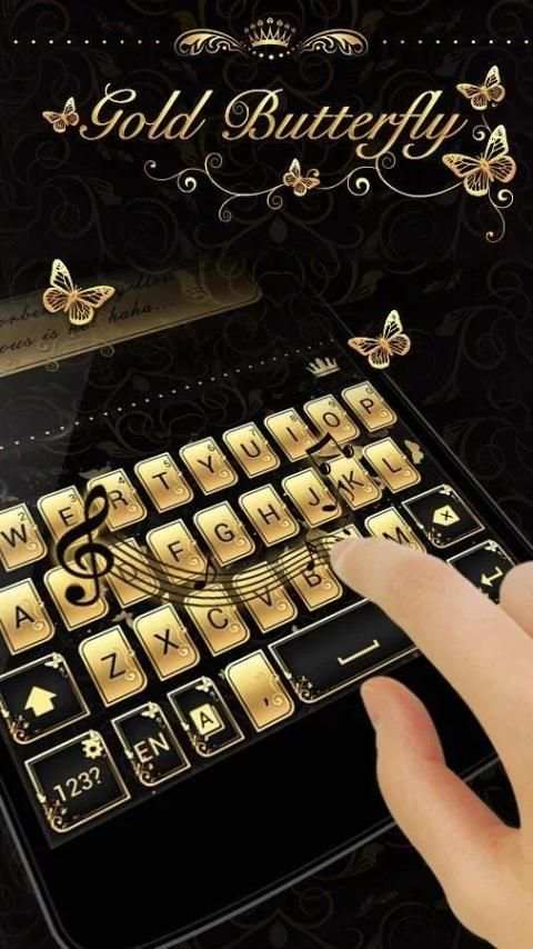 Gold Butterfly Keyboard Theme screenshot 2