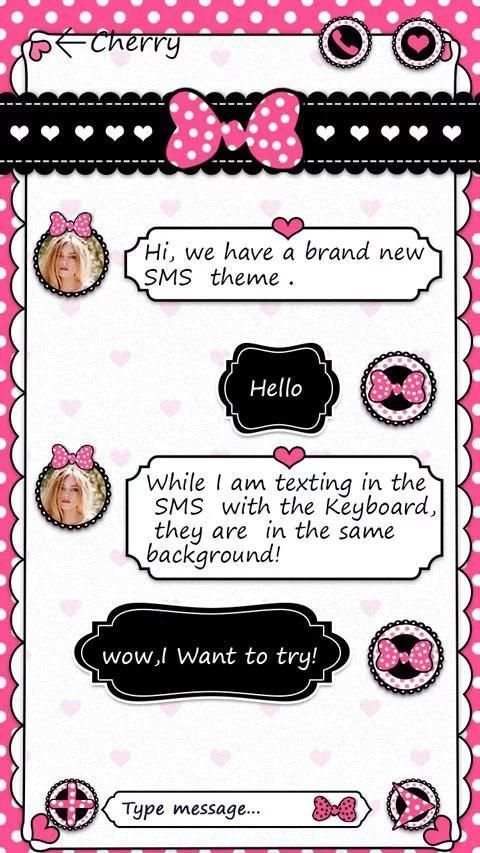 GO SMS PRO DOTTED BOW THEME 3 تصوير الشاشة