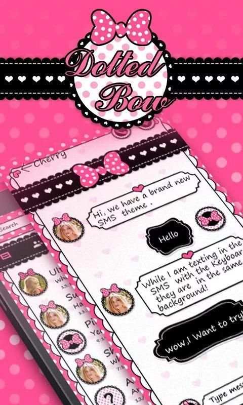 GO SMS PRO DOTTED BOW THEME 5 تصوير الشاشة