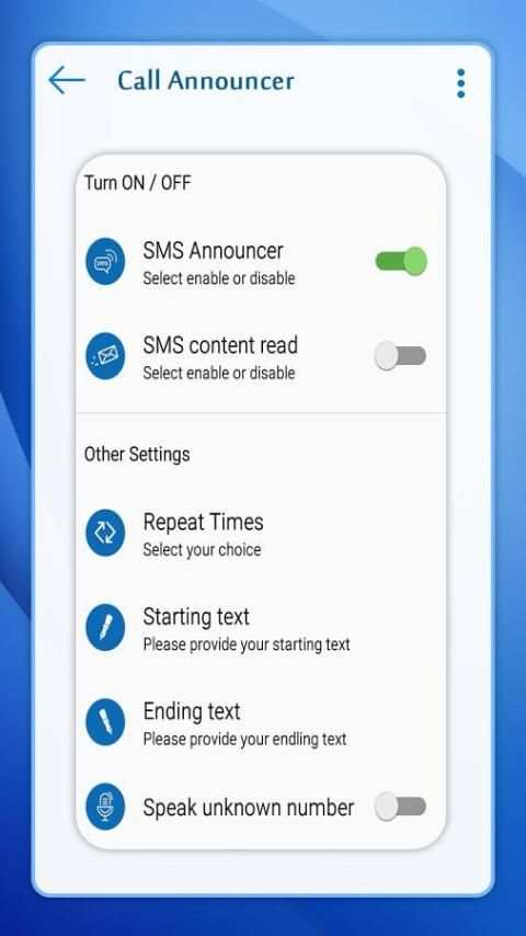 Call Announcer : SMS Announcer screenshot 1