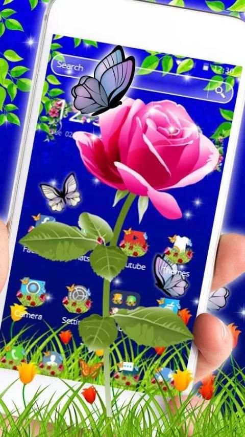 Scarlet Rose Butterfly Theme скриншот 2