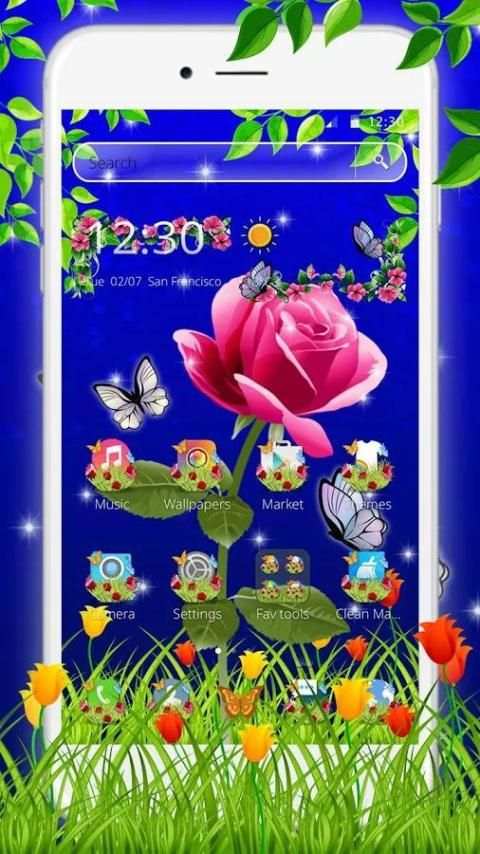 Scarlet Rose Butterfly Theme скриншот 3