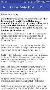 Lagu Mitha Talahatu Offline screenshot 2