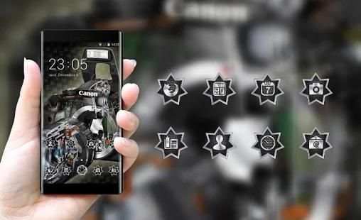 Tech theme wallpaper canon camera black metal screenshot 1
