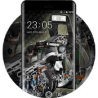 Tech theme wallpaper canon camera black metal