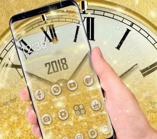 Gold Glitter Wall Clock Theme screenshot 3
