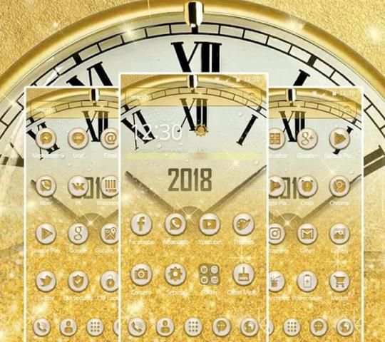 Gold Glitter Wall Clock Theme screenshot 1