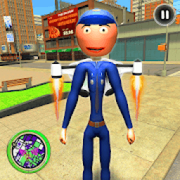 Police Stickman Hero-Jetpack Miami Crime Simulator आइकन