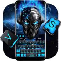 Blue Tech Metallic Skull keyboard