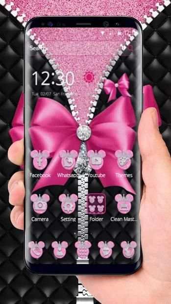 Pink Mouse Bowknot Diamond Theme screenshot 3