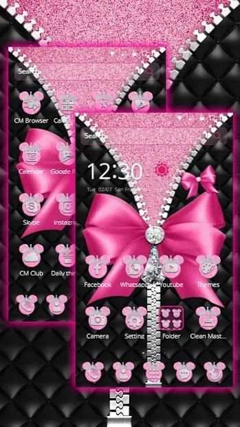 Pink Mouse Bowknot Diamond Theme screenshot 1