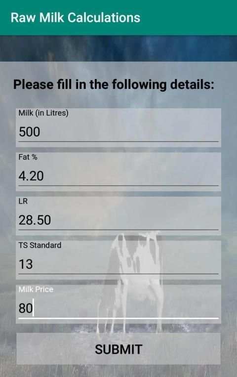 Raw Milk Calculations screenshot 3