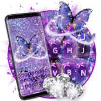 Purple Sparkling Butterfly Keyboard on 9Apps