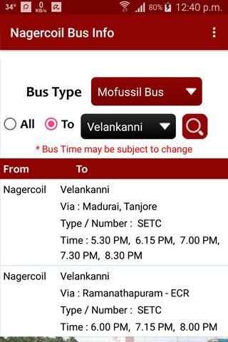 Nagercoil Bus Info screenshot 1