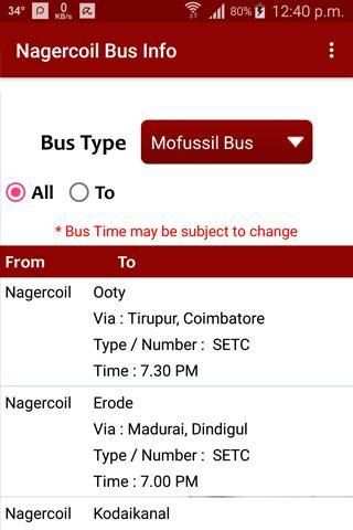 Nagercoil Bus Info screenshot 2