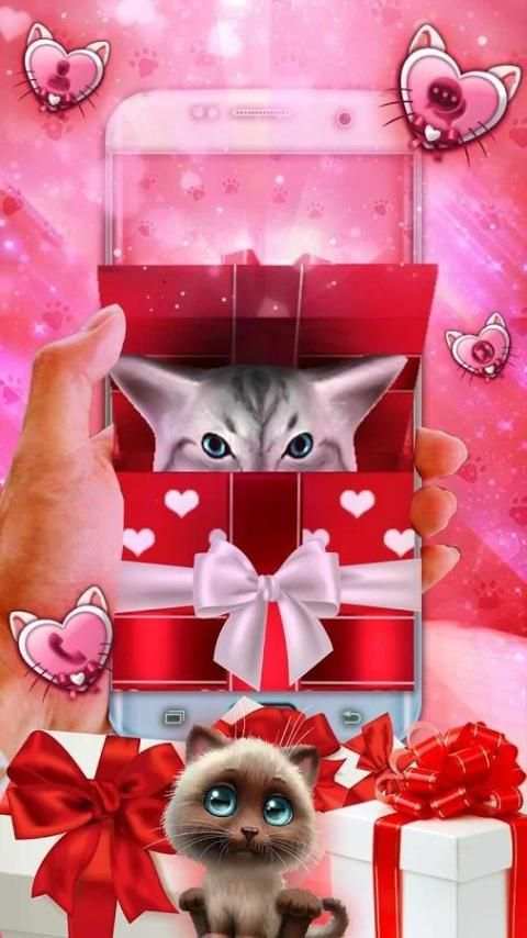 3D Cute Kitty Gift Theme screenshot 2