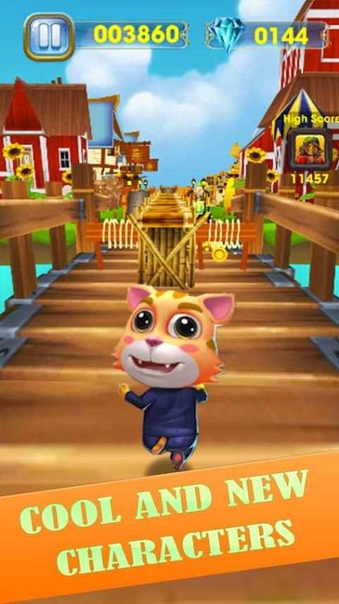 Talking Cat Rush - Subway & Bus Tom Run 3D screenshot 1