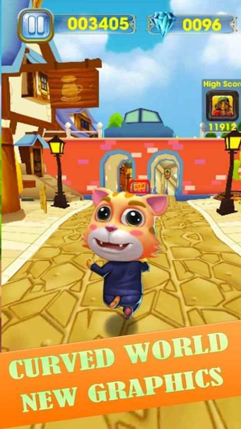 Talking Cat Rush - Subway & Bus Tom Run 3D screenshot 2
