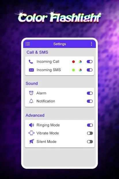 Color Flashlight on Call & SMS : Torch LED Flash screenshot 2