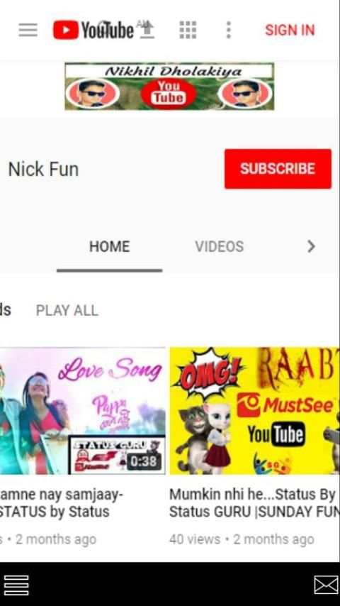 Nick Fun Youtube screenshot 2