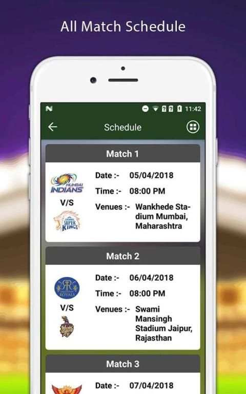 Schedule For IPL 2018 Cricket screenshot 4