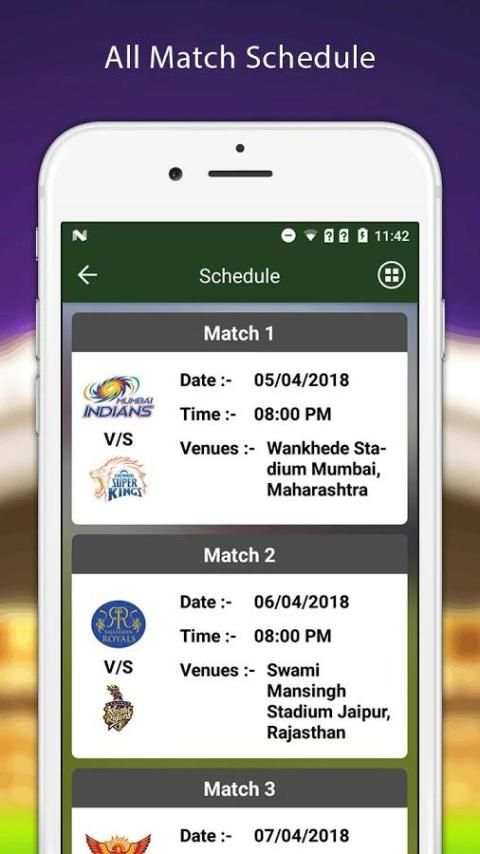 Schedule For IPL 2018 Cricket screenshot 7