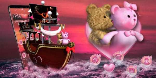 3D Titanic Pink Lovely Teddy Theme screenshot 1