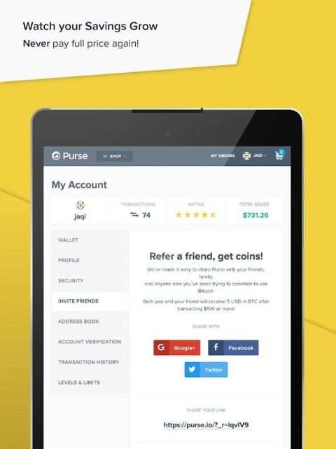Purse - Bitcoin Shopping screenshot 1