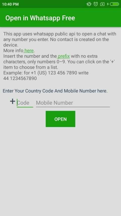 Open In Whatsapp Free screenshot 2