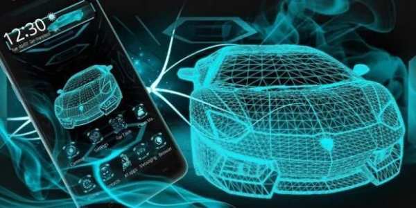 Tema Neon Mobil Biru Neon screenshot 1