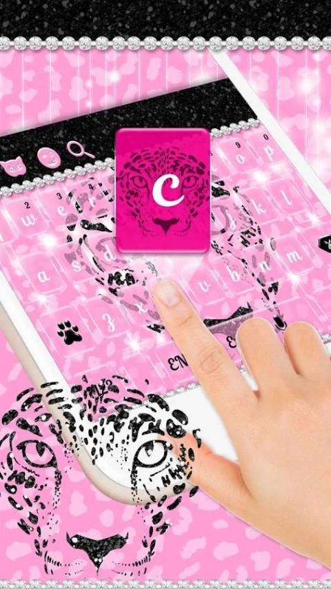Glitter Cheetah in Pink & Diamonds Keyboard Theme स्क्रीनशॉट 4