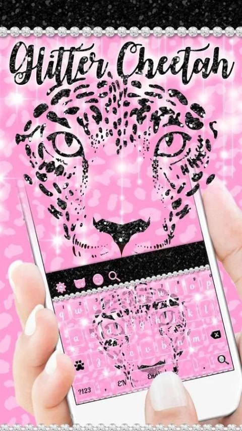 Glitter Cheetah in Pink & Diamonds Keyboard Theme स्क्रीनशॉट 5