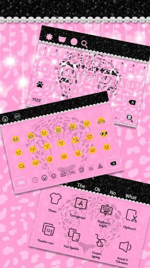 Glitter Cheetah in Pink & Diamonds Keyboard Theme स्क्रीनशॉट 3