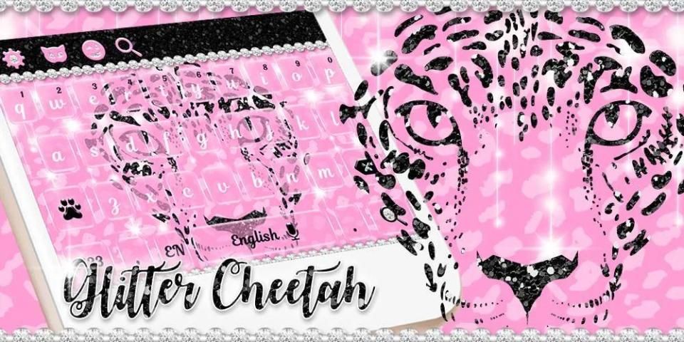 Glitter Cheetah in Pink & Diamonds Keyboard Theme screenshot 1