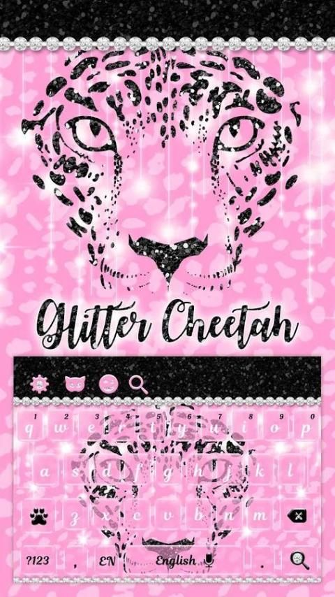 Glitter Cheetah in Pink & Diamonds Keyboard Theme स्क्रीनशॉट 2