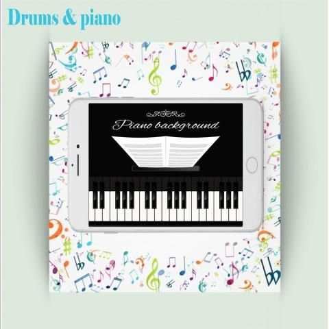 Drums set with drum sticks & Piano screenshot 1