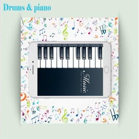 Drums set with drum sticks & Piano screenshot 3